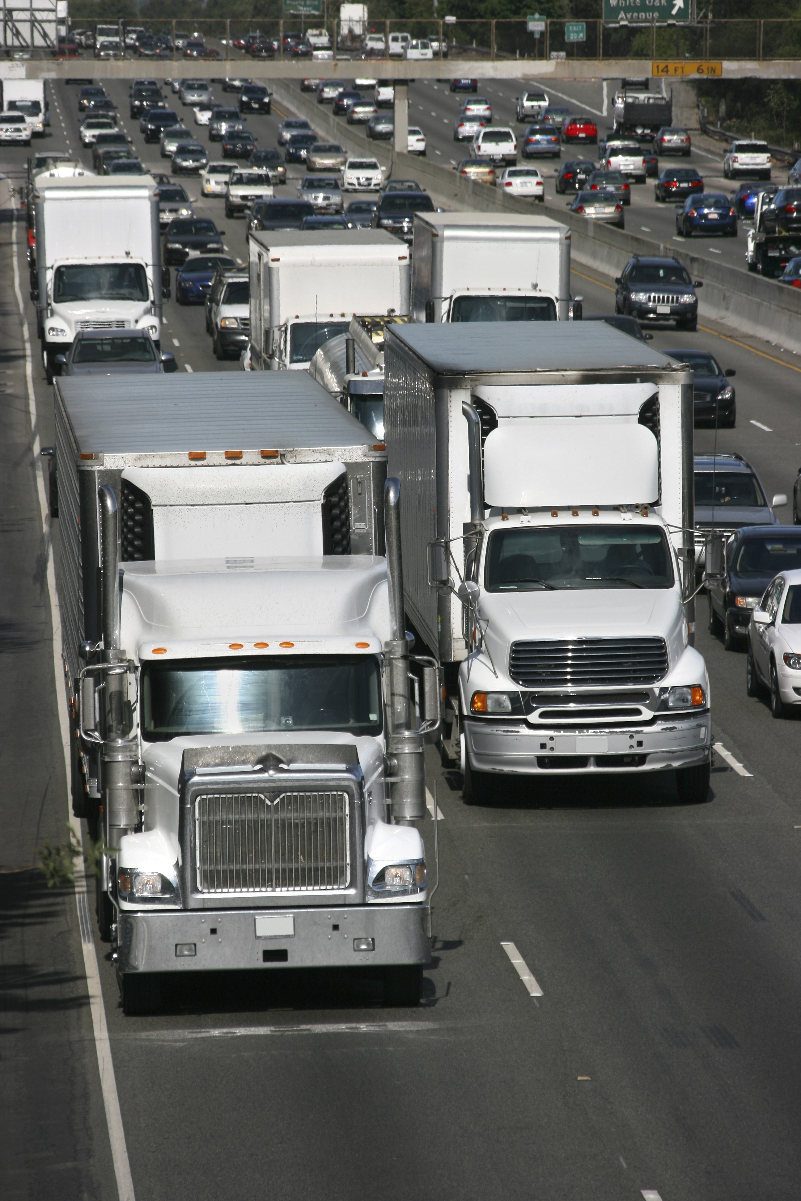diesel truck traffic on freeway